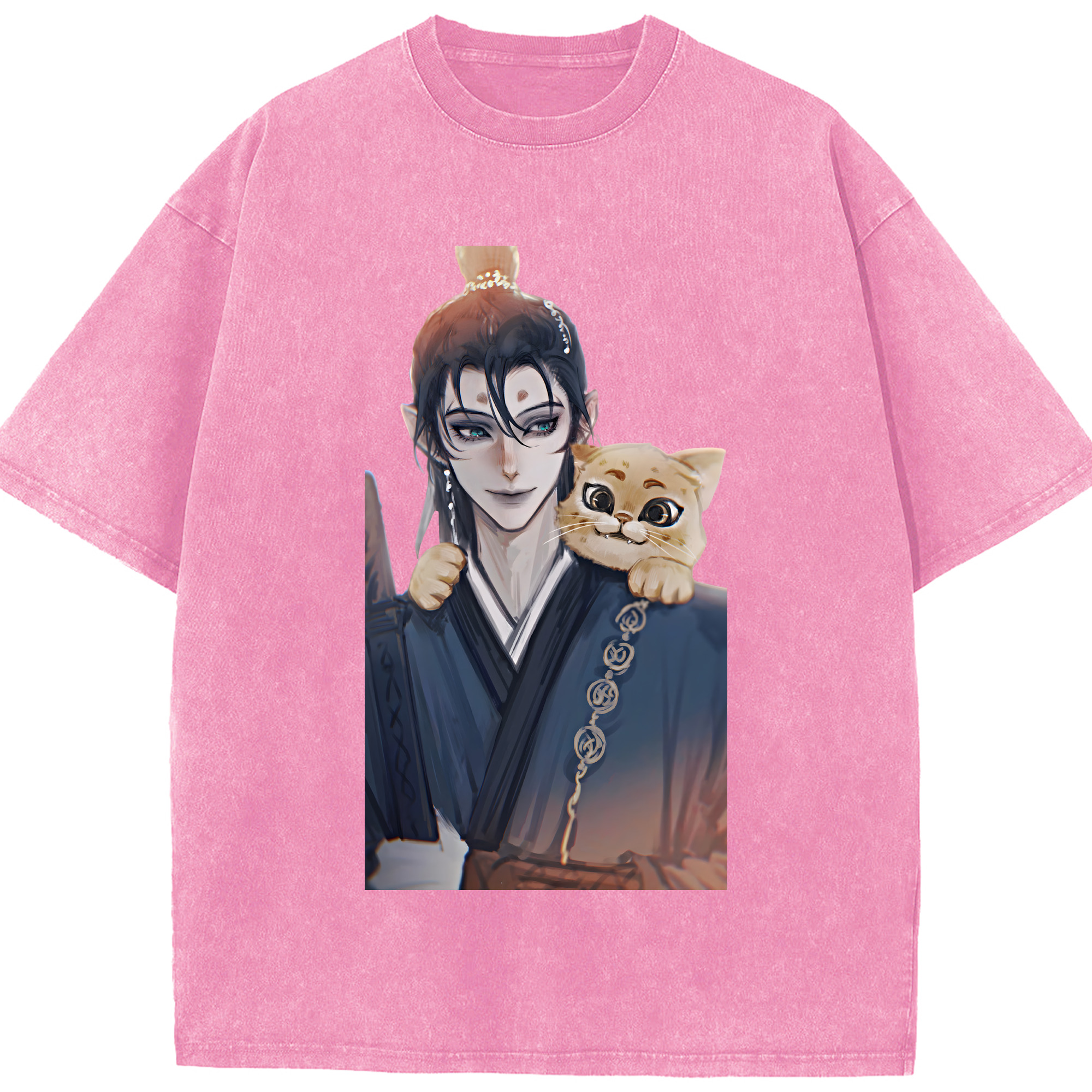 （画像用） Ne Zha 2 ナタ 魔童の大暴れ 綿100% ヴィンテージ風 半袖Tシャツ（フロントプリント）
